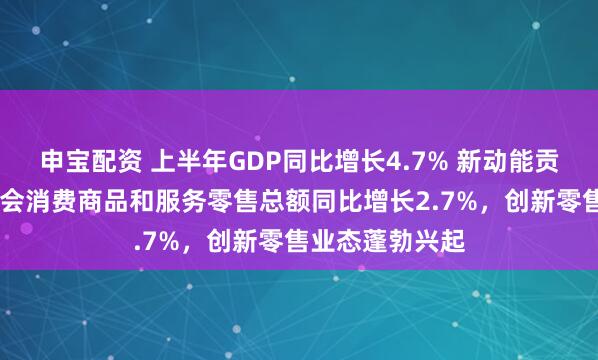 申宝配资 上半年GDP同比增长4.7% 新动能贡献率超四成 社会消费商品和服务零售总额同比增长2.7%，创新零售业态蓬勃兴起