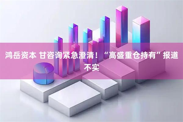鸿岳资本 甘咨询紧急澄清！“高盛重仓持有”报道不实